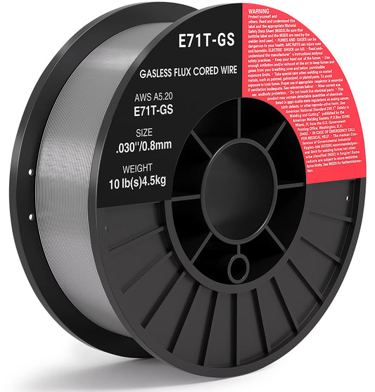 0.030 Flux core Welding Wire, 1 Spools E71T-GS 10lbs(4.5kg) Low Splatter gasless Carbon Steel Mig Welding Wire Compatible