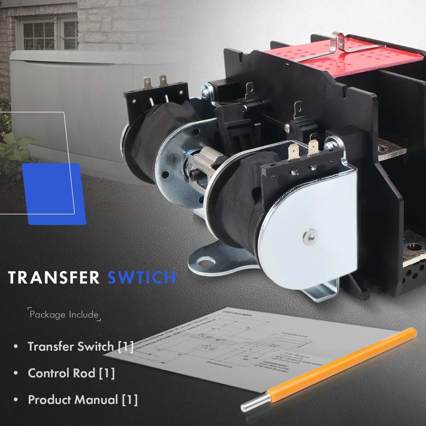 0L2911 Transfer Switch 200A with Handle Fit for Generac 200 Amp 2P 250V Generator Automatic Transfer Switch Assembly Replaces# 0D9618, OL2911