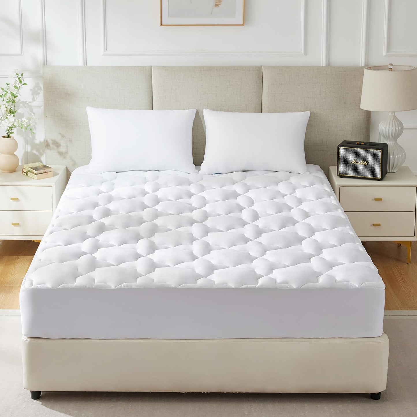 CozyLux Twin Mattress Pad, 450GSM Quilted Cooling Cotton Top Mattress Topper, Extra Deep Pocket Fits 8-21 inches, Oeko-TEX Certified, Plush Soft & Breathable Bed Pad (39"x75", White)