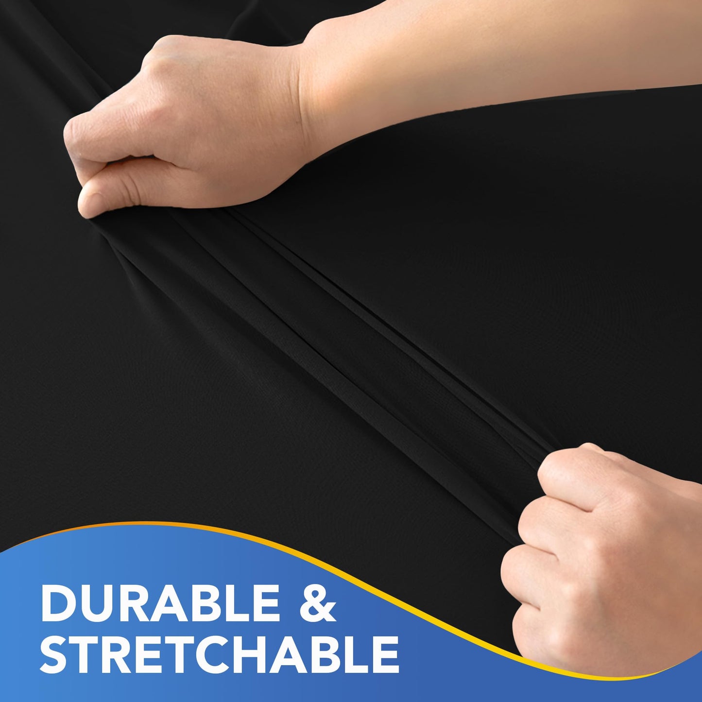 Enjoyidea Fitted Tablecloth for 8 Foot Rectangle Tables-6 Pack Black Elastic Outdoor Picnic Table Cover-Spandex Stretch Folding Table Cloths 8ft for Camping Dining Room Patio Kitchen Banquet Party