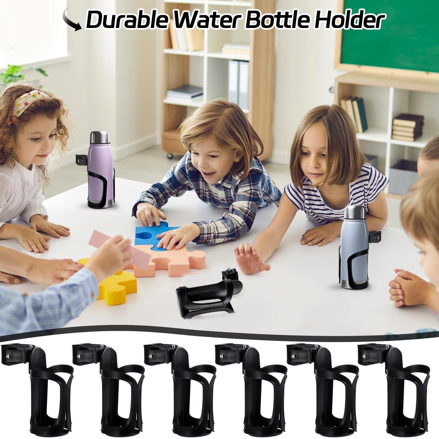 gisgfim 24Pcs Water Bottle Holder for Classroom Durable Cupholder for Desk Chair Anti-Spill 360° Rotating Water Bottle Holders Back to School Gift for Student Coffee Cup Holder for Office Home