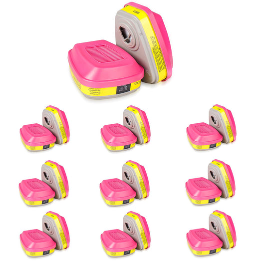 (10 Pair) 60923 Respirator Cartridge Particle Filter, Helps Protect Against Organic Vapors, Acid Gases, Chemical and Particulates