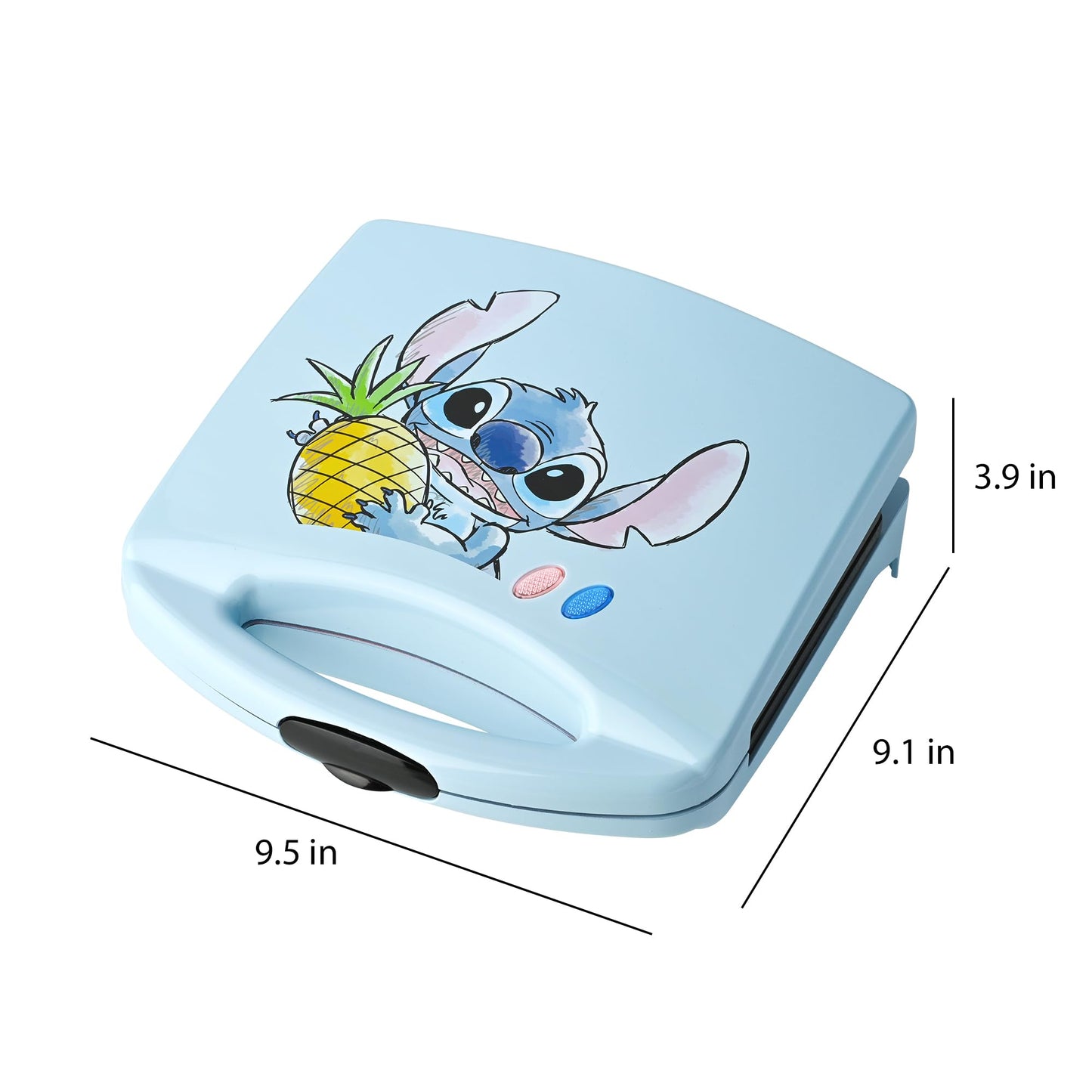 Select Brands Disney Lilo & Stitch Grilled Cheese Sandwich Maker - Kitchen Appliances - Ceramic Nonstick Cooking Plates - Panini Press - Imprints Stitch Image - Dual Sandwich Machine