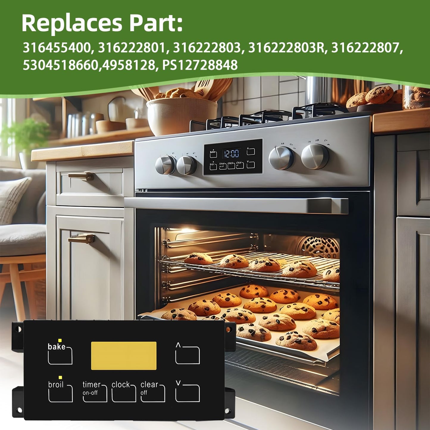 Durable Oven Range Stove Clock Control Board - Directly Replaces 5304518660, Designed for FRIGIDAIRE 316455400 Range Oven