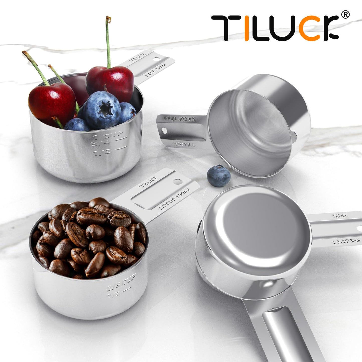 TILUCK Stainless Steel Measuring Cups & Spoons Set, Cups and Spoons,Kitchen Gadgets for Cooking & Baking (12)