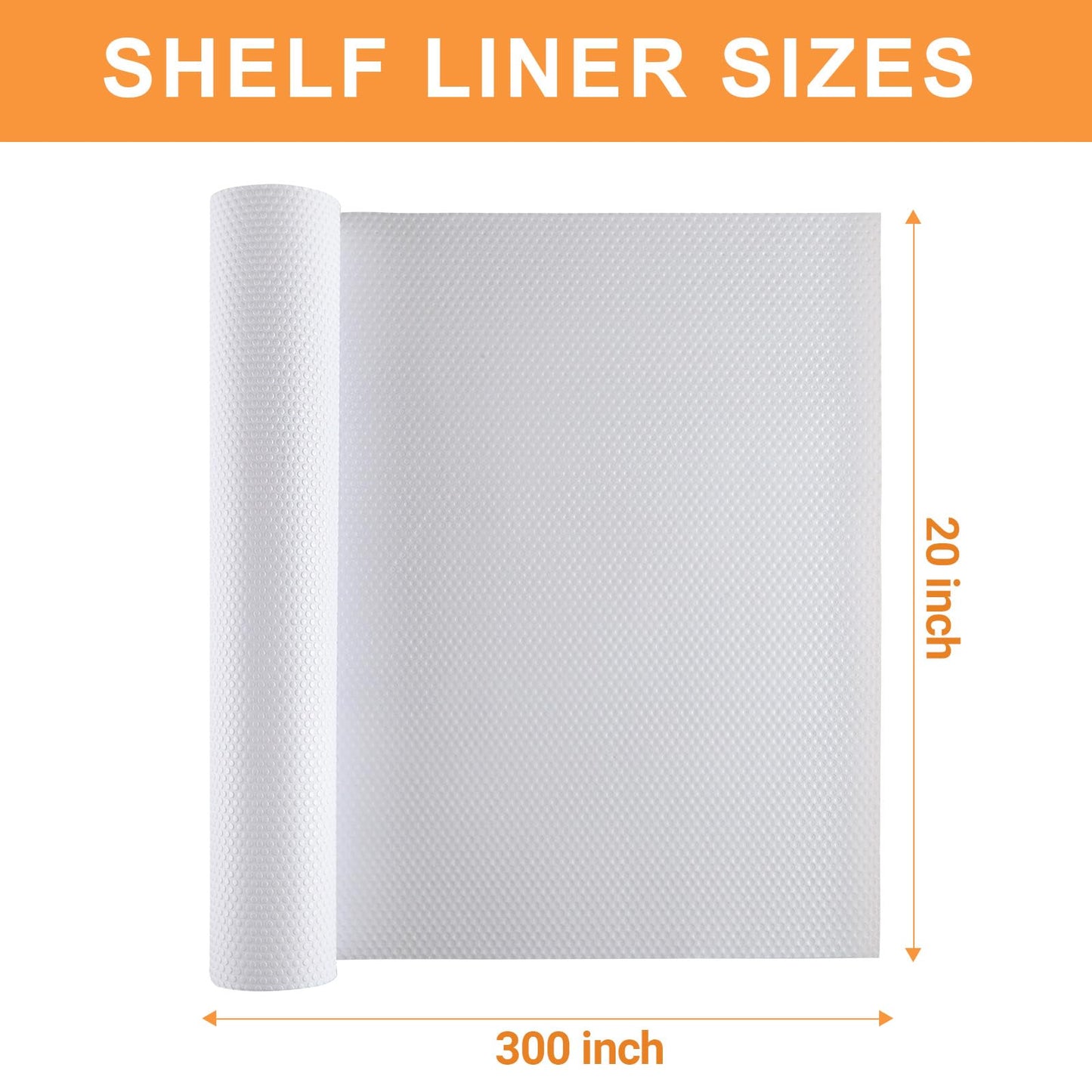 FLPMIX Shelf Liner 20 inch Wide - Waterproof Cabinets Liners, Standard Size 20 X 300Inch, Non-Adhesive, Easy to Cut Under Sink Mat for Kitchens Drawer, Pantry Shelves, White