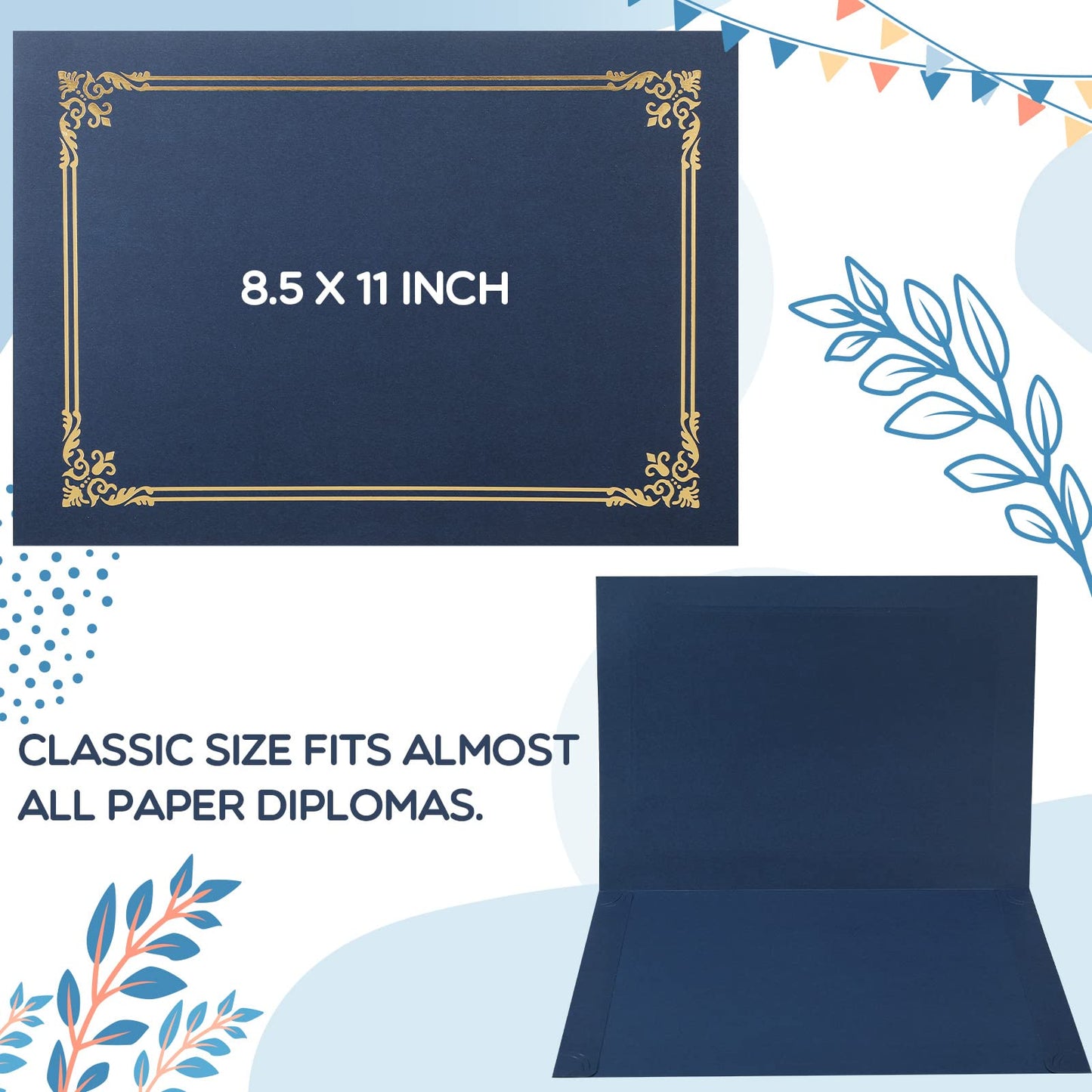 Sherr 60 Pcs Certificate Holders Certificate Covers Folders Diploma Holders with Gold Foil Border for Letter Size 8.5 x 11 Inches Diploma, Documents, Awards, Paper, Letter, Graduation(Navy Blue)