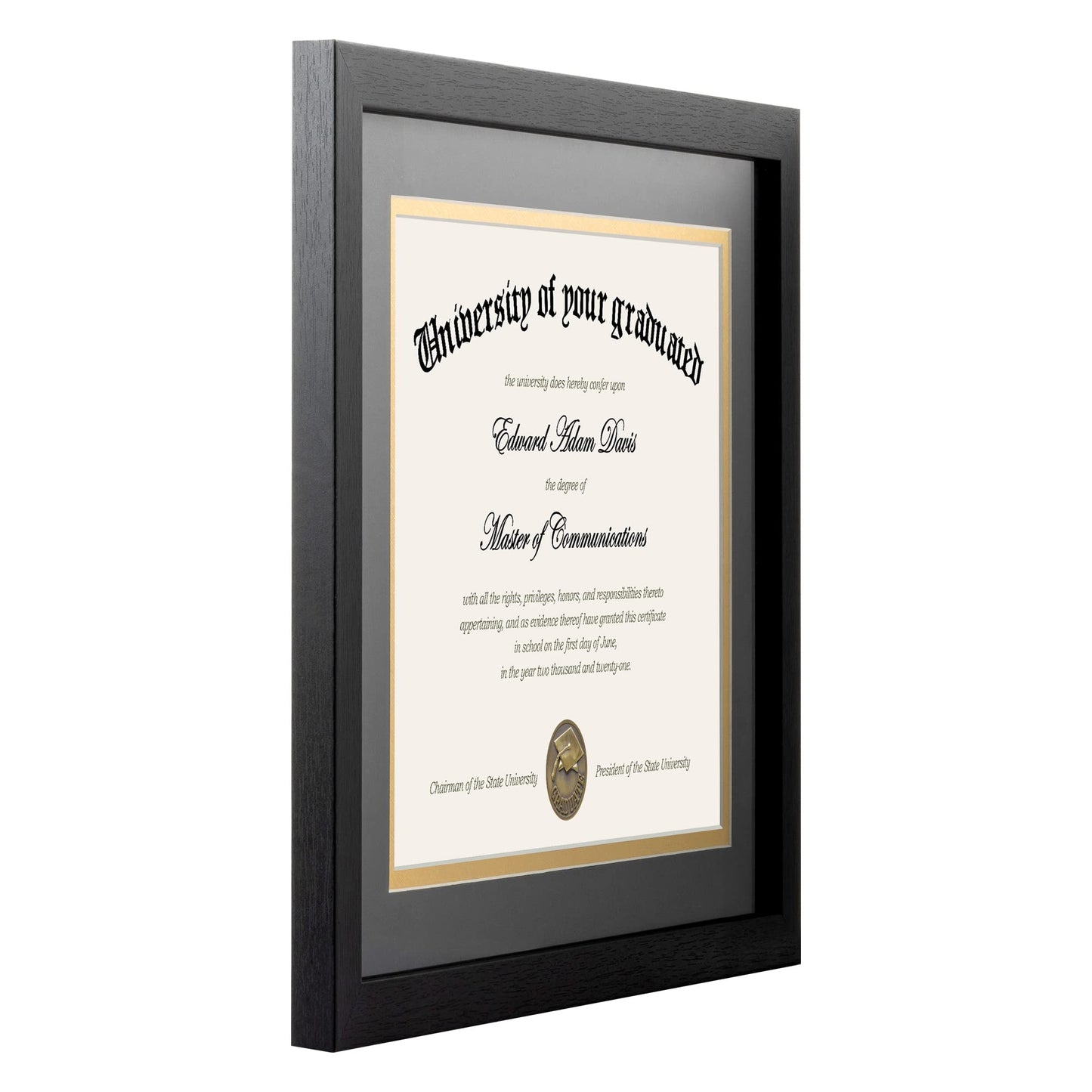 upsimples 11x14 Diploma Frame Certificate Degree Document Frame with High Definition Glass, 8.5 x 11 with mat for Wall and Tabletop, Black Double Mat, 6 Pack