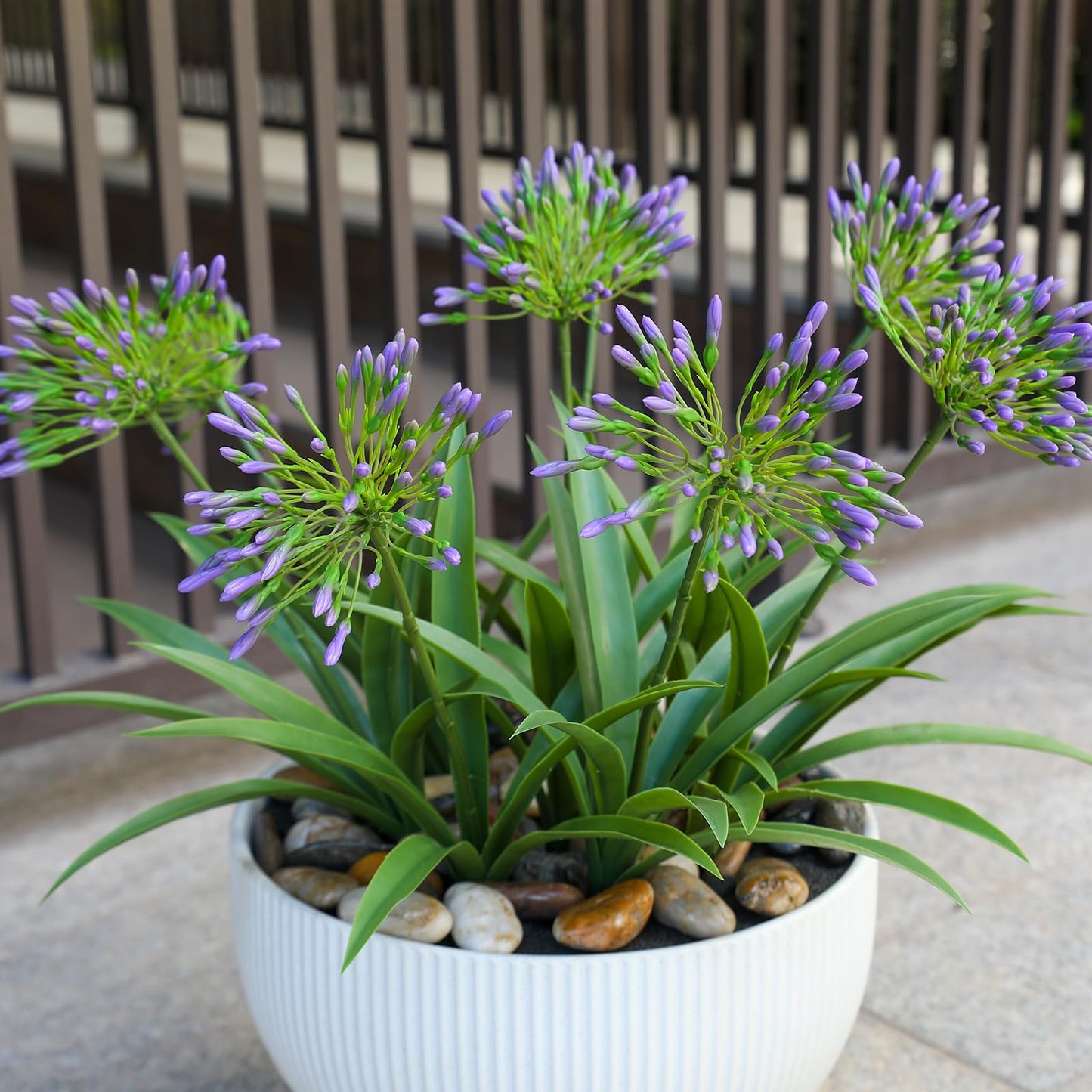 HIFORESTAR Artificial Flowers Plants for Outdoor Planters 8 Bundles Purple Flower Large Spring Summer 18.9 in Look Real Plasic Plant for Front Porch