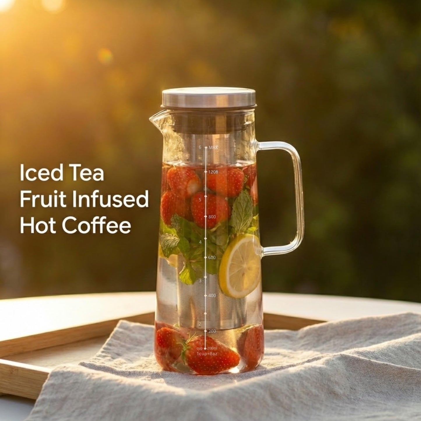 GWNF Cold Brew Coffee Maker & Ice Tea Maker, 1.4L/48oz Cold Brew Pither, Borosilicate Glass Carafe with Stainless Steel Filter, Airtight Lid, Dishwasher Safe, Easy to Use | Mannual & Brush Included