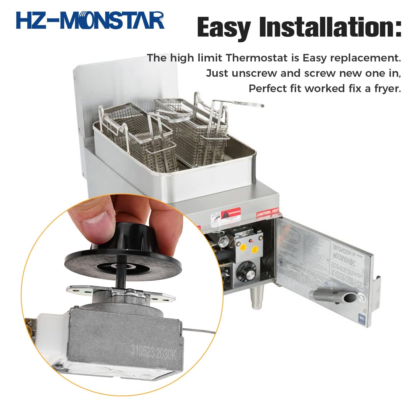 HZ-MONSTAR RX-2-24 Thermostat for Deep Fryer, Minivolt Thermostat Control for Fryer 3/8" Mpt Stuff Box Compatible with ADCRAFT Parts Fits Gas Fryer Adcraft Atosa 301030004 Robertshaw 5300-402 200-400F