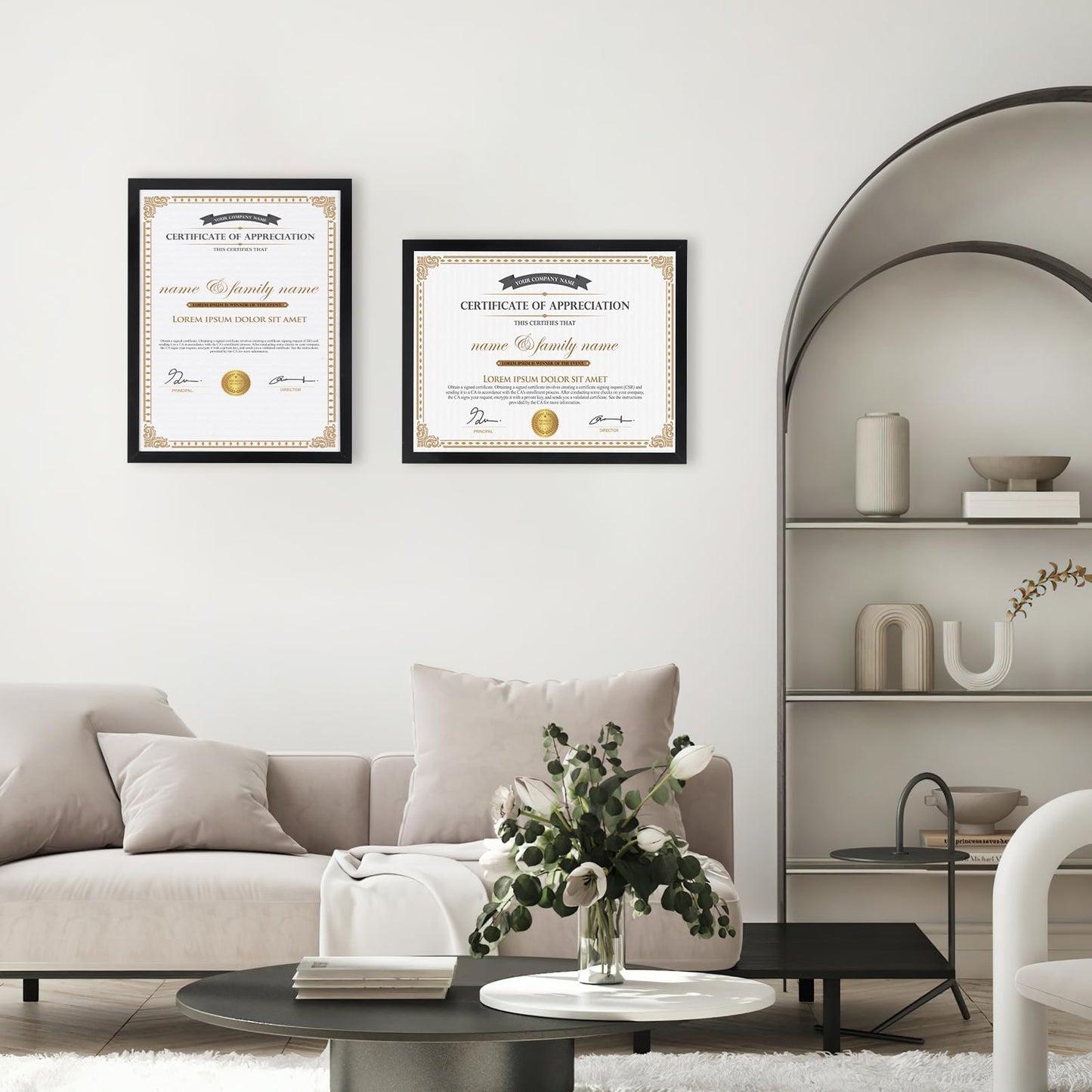 Hoikwo 18 Packs 8.5x11 Black Multi Plastic Picture Frames Set with Plastic Cover, Certificate Frames for Document Diploma Award, Light Weight Bulk 8.5 by 11 Frames Pack for Wall Hanging and Table