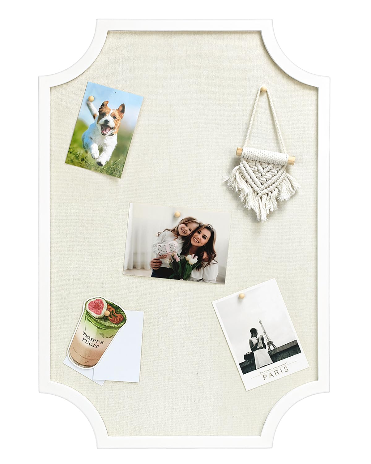 Linen Bulletin Board, Large 20"x30" Pin Board for Walls, Fabric Bulletin Board for Home Kitchen Office Decorative, White Frame Cork Board(White-5075)