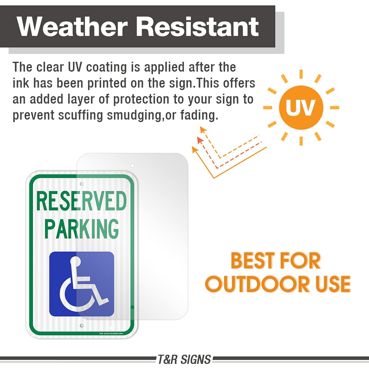 (4 Pack) Handicap Parking Sign, Reserved Parking Sign, Large 18" x 12" Engineer Grade Reflective Sheeting, Rust Free Aluminum, Weather Resistant, Waterproof, Fade Resistant, 2 Pre-drilled Holes