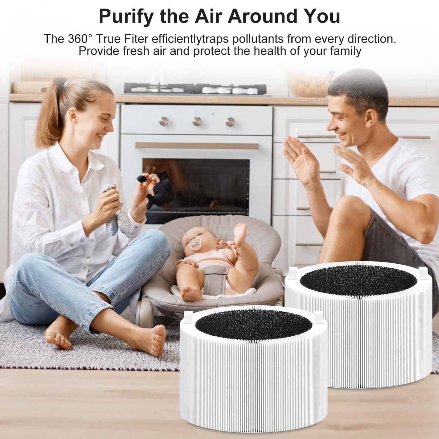 2𝟏𝟏𝐢 𝐌𝐚𝐱 Replacement Filter Compatible with Blueair Blue Pure 211i Max Smart Machine, Efficient 3-in-1 Particle Dust Pet Dander Filter&Odor Smoke Activated Carbon Filter, #F2MAX, White, 2Pack