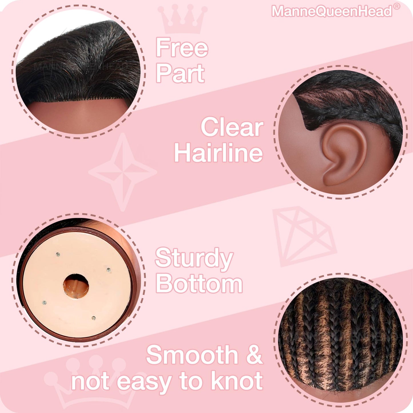 Mannequin Head with Human Hair 16'' Cosmetology Manikin Doll Head with 100% Real Human Hair for Braiding Hairdresser Practice Styling with Tripod Set