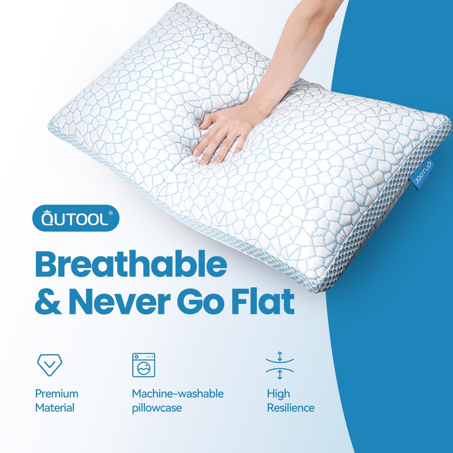 QUTOOL Double Sided Cooling Pillow for Hot Sleepers, Shredded Memory Foam Pillows Queen Size Set of 2, Adjustable Soft & Firm Gel Bed Pillow for Side, Back, Stomach Sleepers