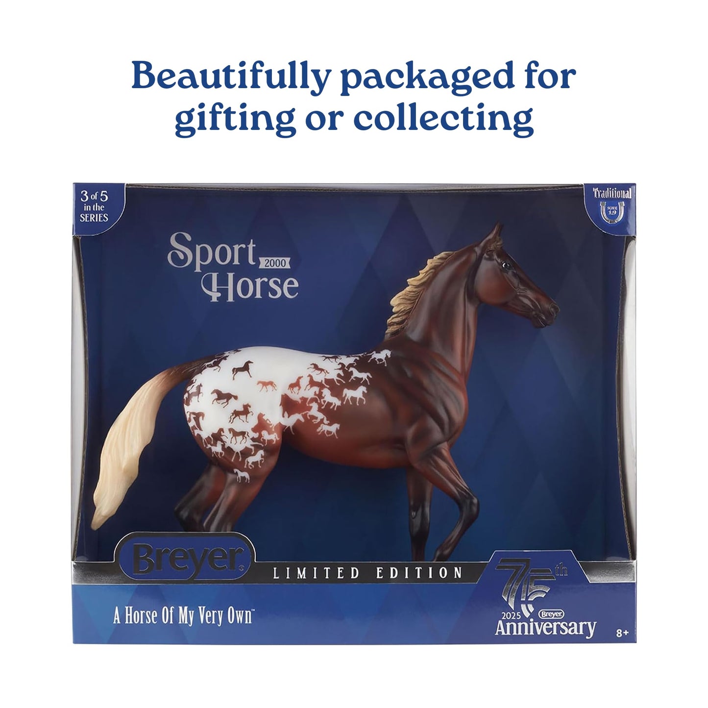 Breyer Horses Traditional Series – 75th Anniversary Sport Horse “Lonesome Glory” | Hand-Painted Thoroughbred Model with Flaxen Red Chestnut Blanket Appaloosa Coat | 1:9 Scale Collector Figurine