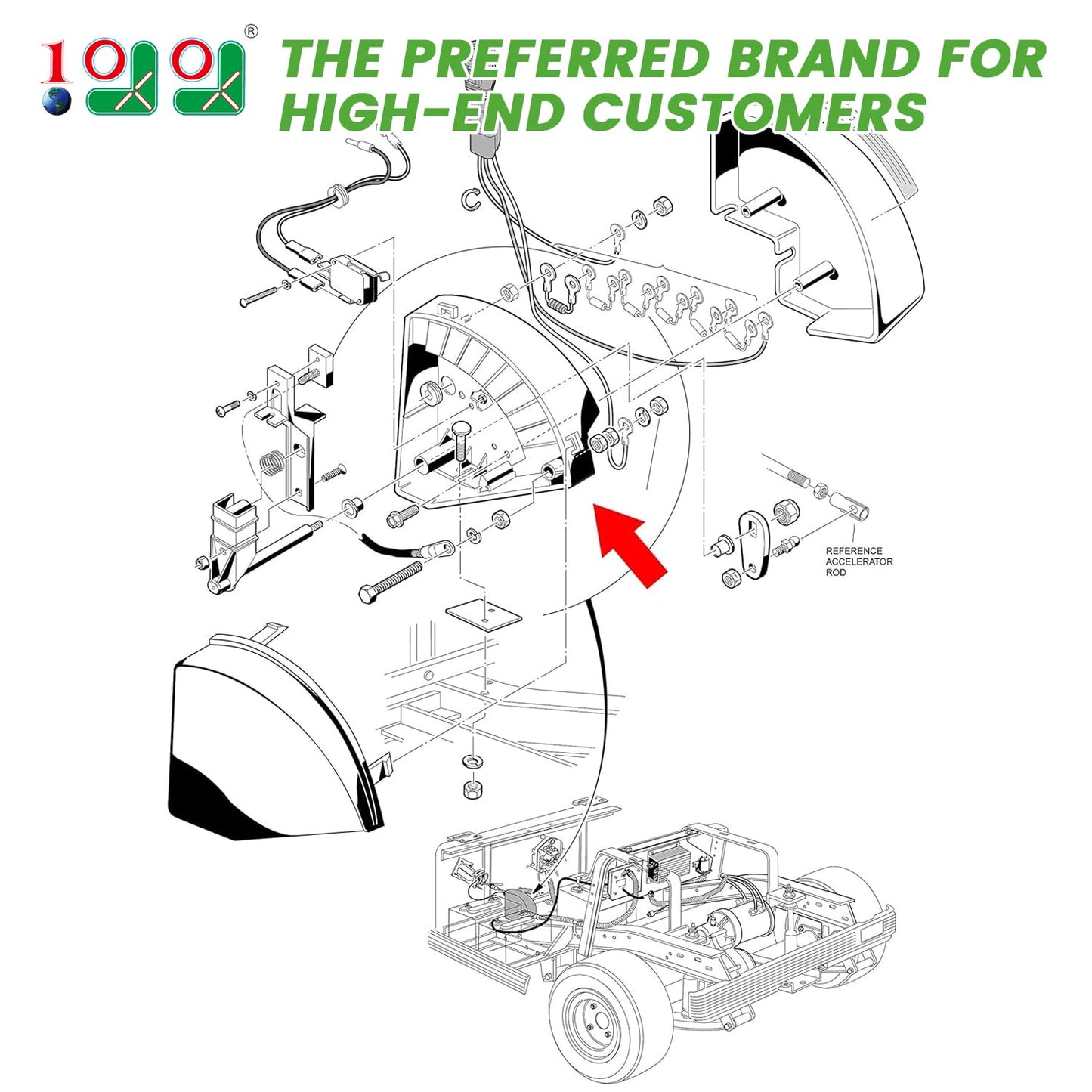 10L0L Golf Cart V-Glide Wiper Switch Assembly Fits Club Car DS 48 Volt G/E (2000-2004)