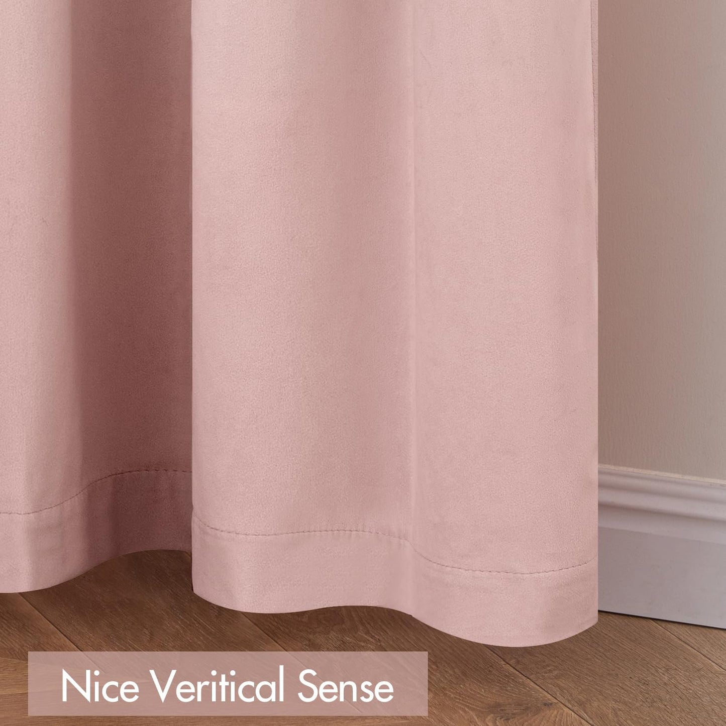 MIULEE Baby Pink Velvet Curtains Thermal Insulated Blackout Curtain Drapes for Bedroom Living Room Darkening 84 Inches Long Curtains Panels Rod Pocket Set of 2