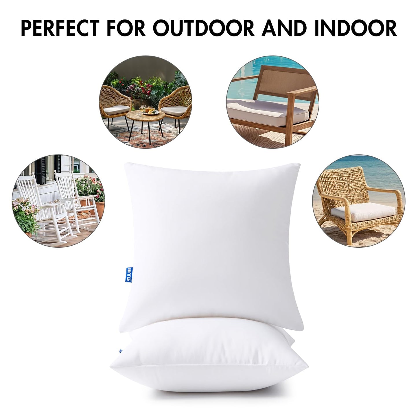 MIULEE 18x18 Outdoor Pillows,Set of 4 Throw Pillows Waterproof,Soft Support Throw Inserts Decorative Water Resistant for Patio Furniture and Garden