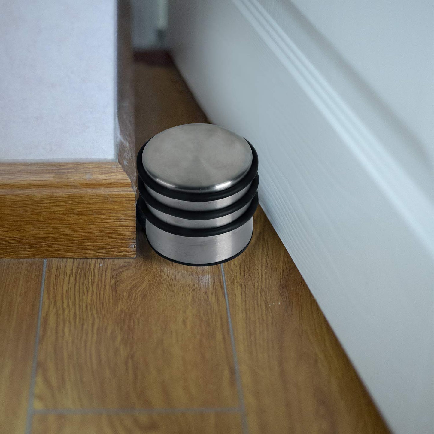 KINJOEK 4 Packs Heavy Duty Door Stopper, Solid Steel Door Stop No Need to Drill, Surrounded with Protective Rubber Bands Anti-Slip Door Wedge for Office, Home, Garage, Laundry Door