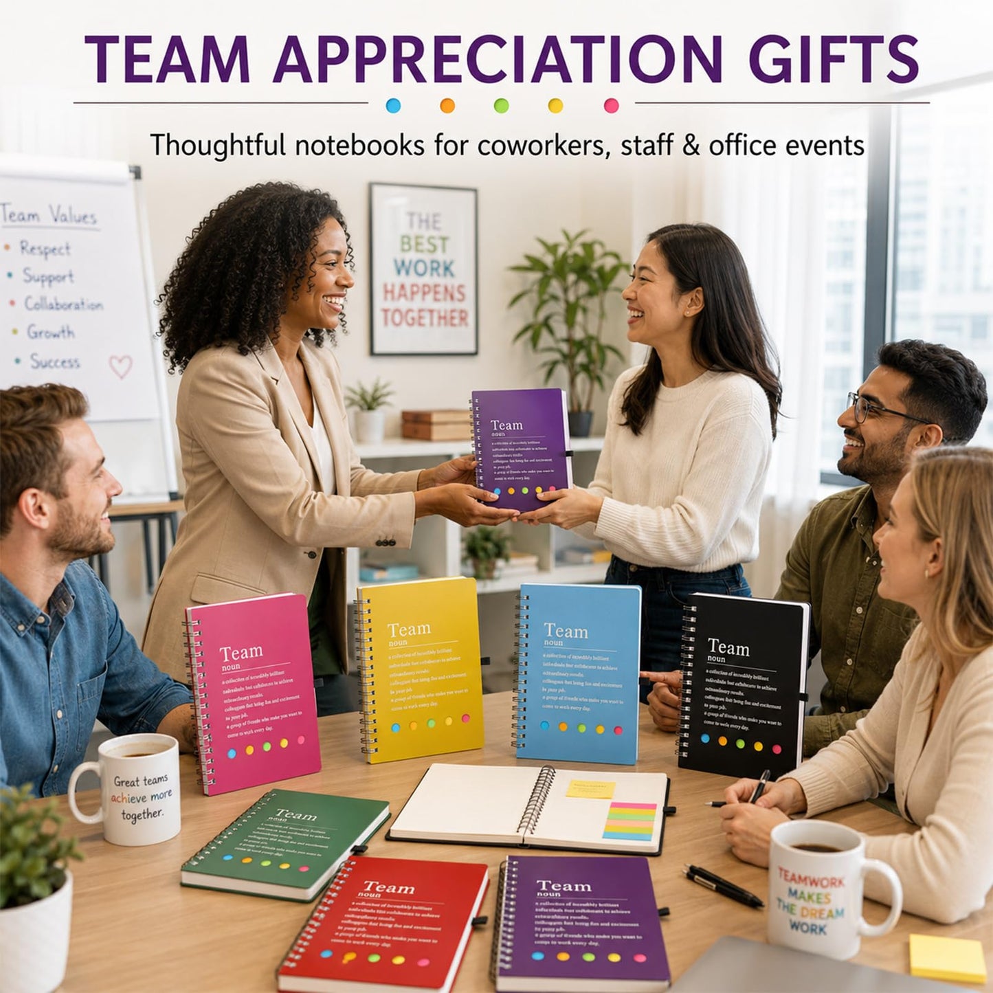 Feifeiya 24 Pcs Team Appreciation Gifts Bulk for Employee Inspirational Spiral Notebooks with Sticky Notes Thank You Gifts for Coworkers Staff Teachers Nurses CNA Week (Bright Color)