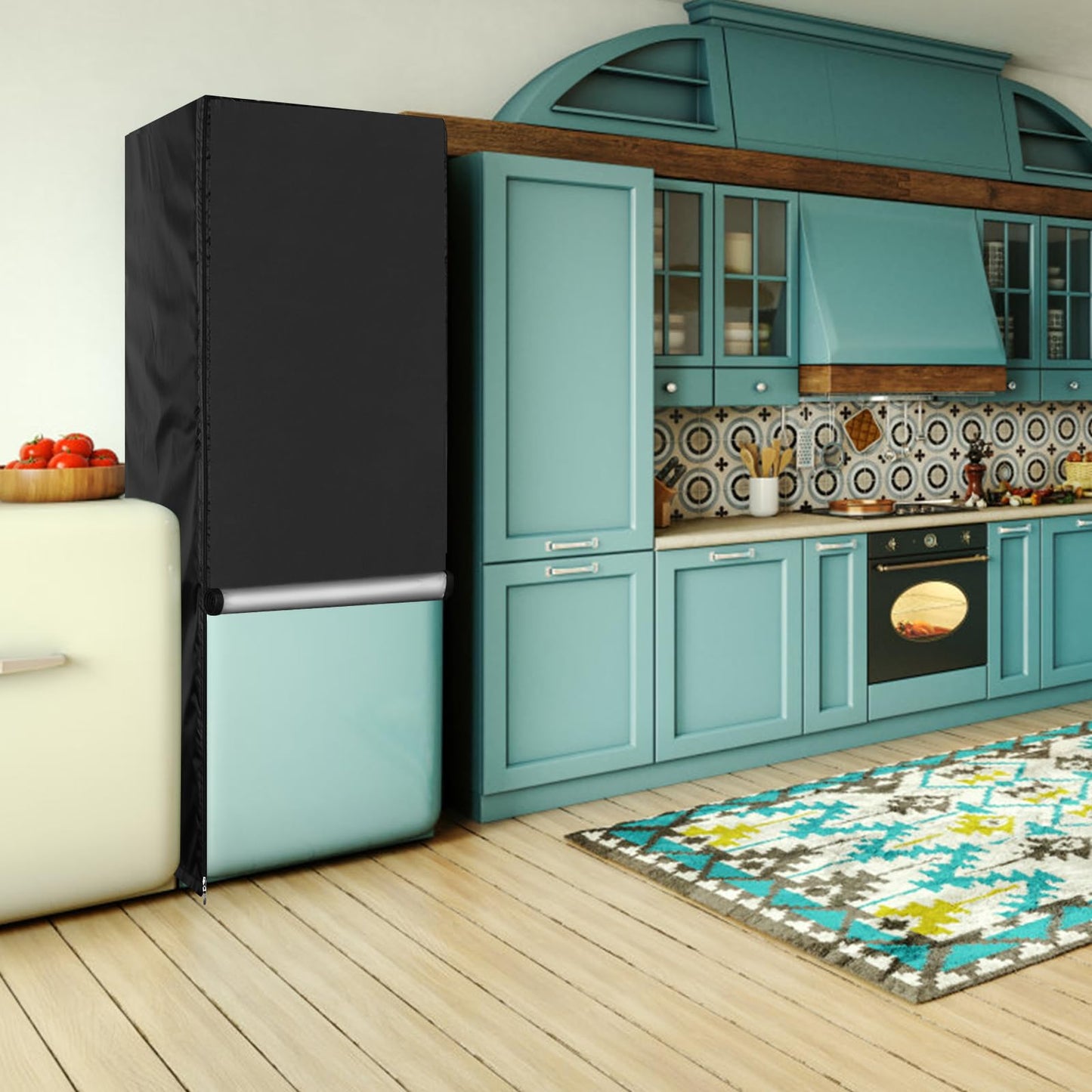 YZNKLXF Refrigerator Cover 33''W x 33''D x 67''H,Suitable for Upright Freezers/Beverage Refrigerator/Large Cold Rooms,Reusable, Front can be opened, Black