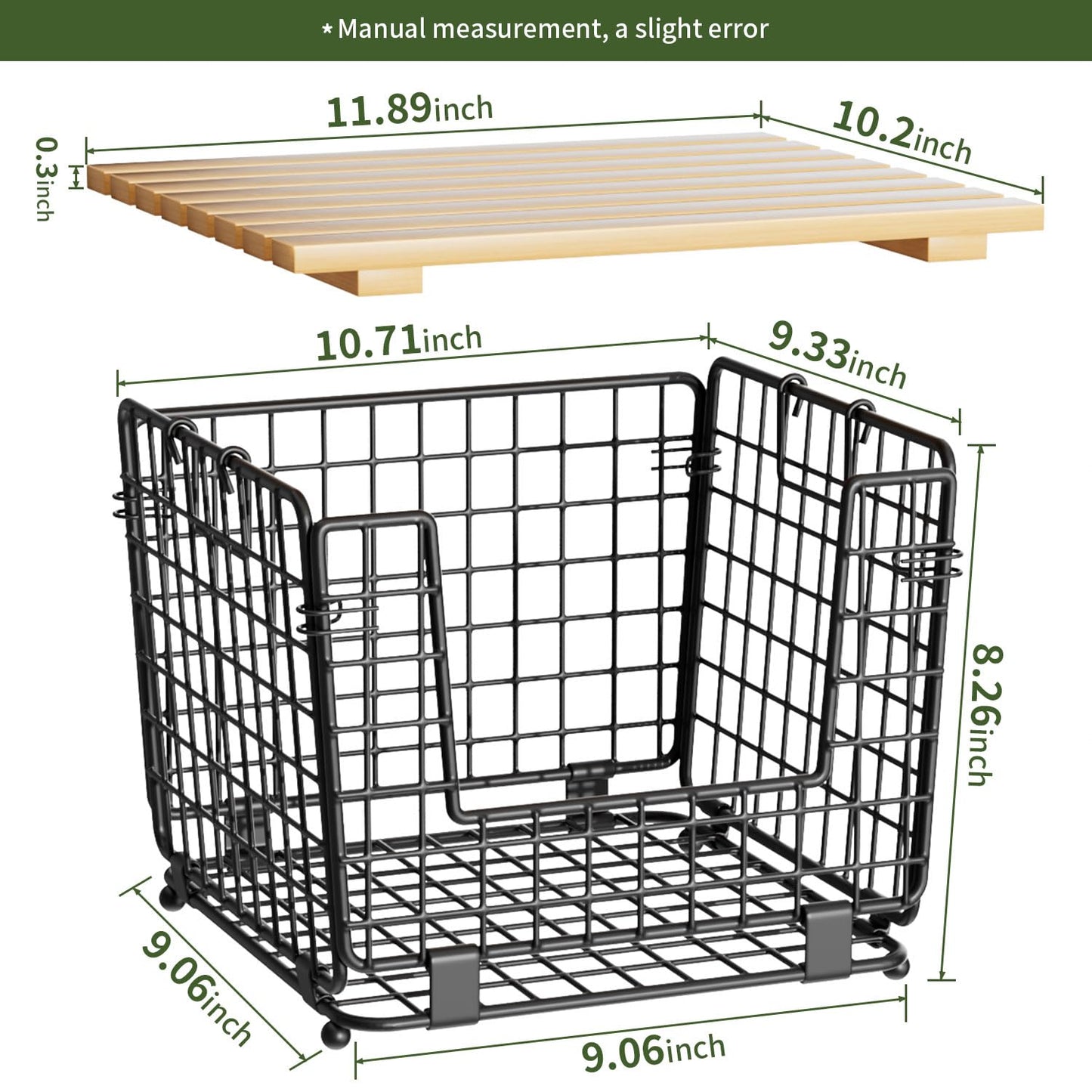 Wire Storage Basket for Kitchen Pantry: GGIU Stackable Kitchen Counter Organizers - Wire Organizing Bin for Produce Fruit Vegetable Potato and Onion Black