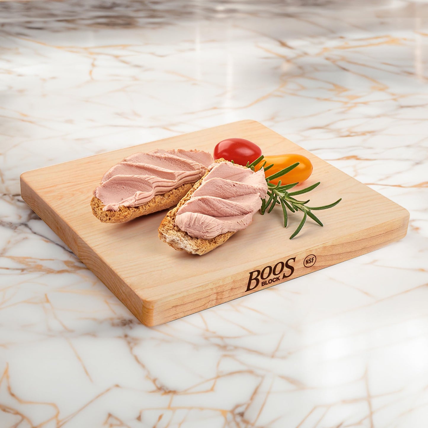 John Boos Chop-N-Slice Series Square Wooden Maple Cutting Board 10”x10” – 1” Thick, 4-lb Reversible Butcher Block with Eased Corners & Edge-Grain – Made in the USA