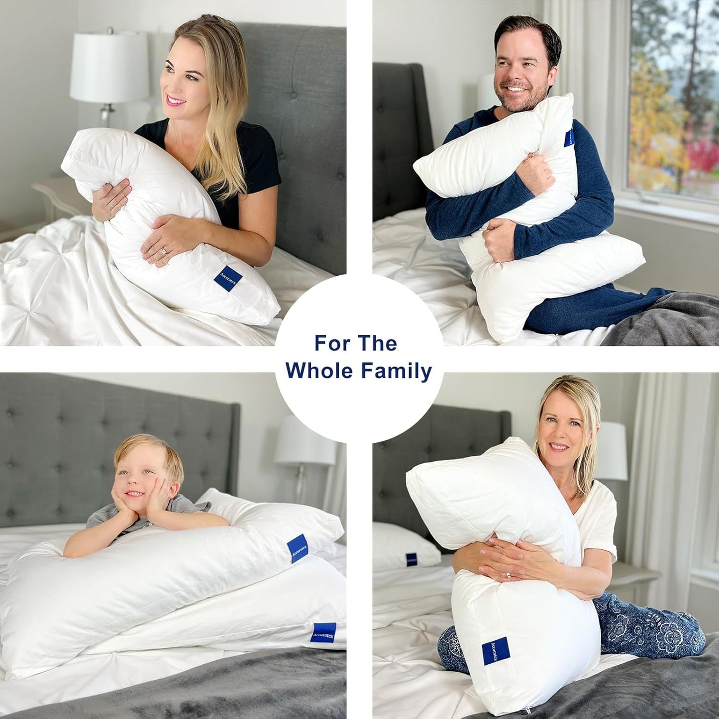ACCURATEX Hybrid Pillow for Sleeping, Adjustable Shredded Memory Foam Pillow Core with Fluffy Down Alternative Fill Removable Cotton Cover,for Side,Back,Stomach Sleepers,King Size, 1 Pack