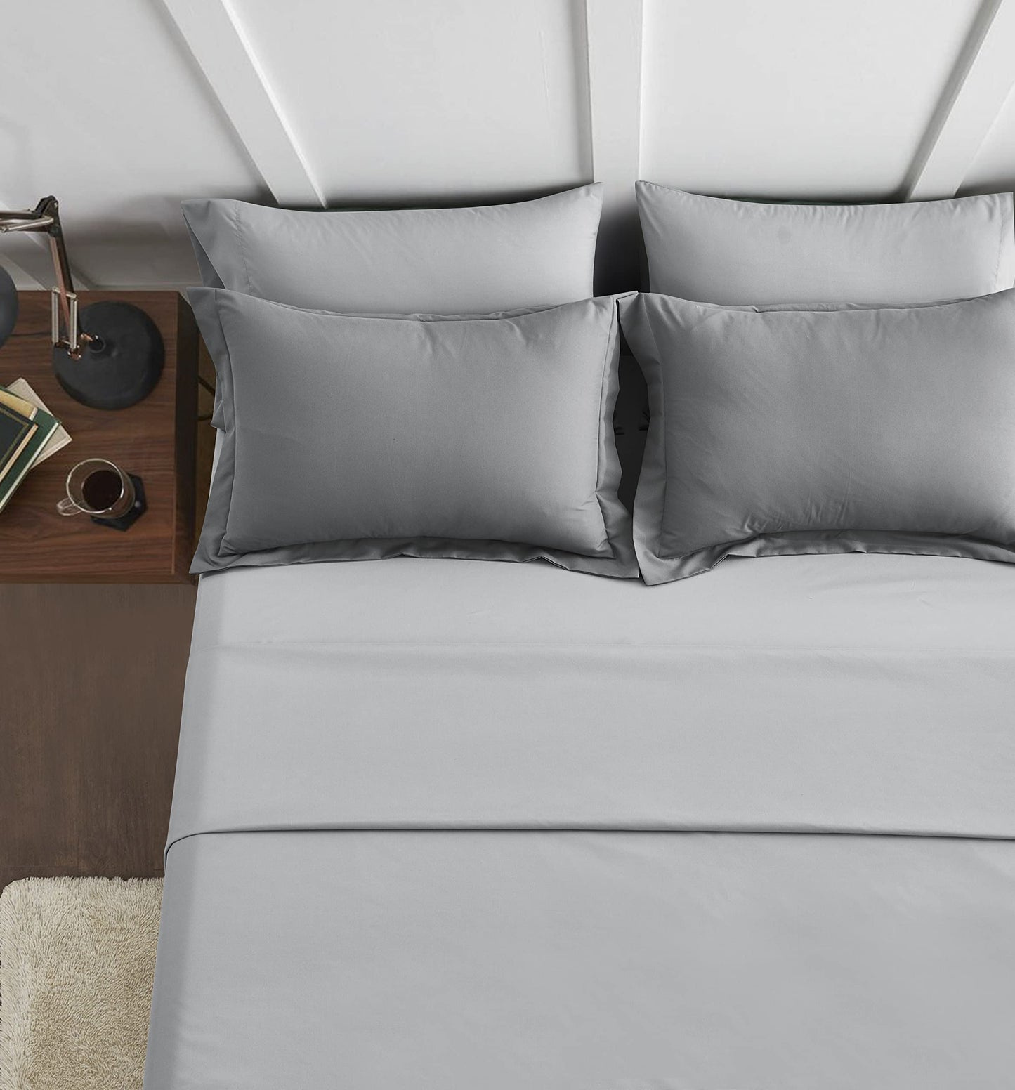 Maple&Stone Queen Size Comforter Set 7 Pieces Bed in a Bag - Down Alternative Bed Set with Sheets, Pillowcases & Shams, Soft Reversible Duvet Insert for Queen Bed, Dark Grey & Light Grey