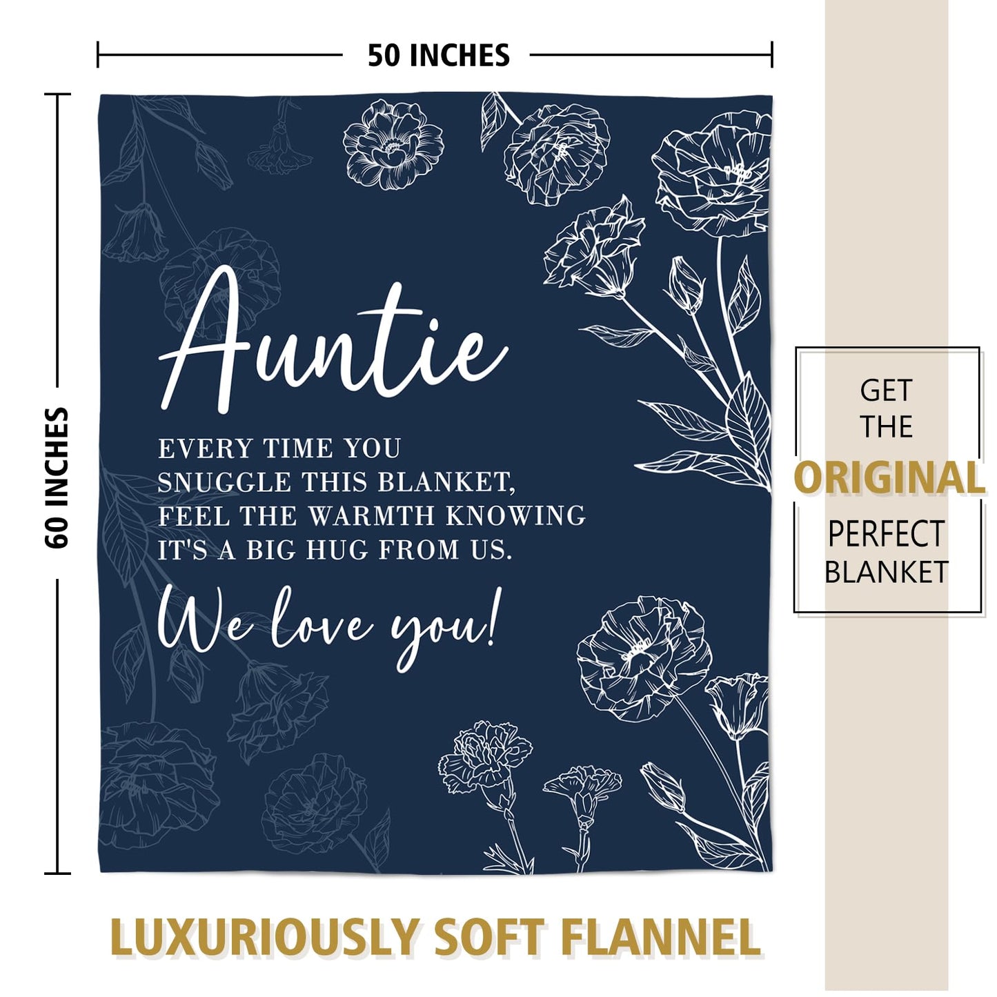 GiltGlimmer Auntie Gift Ideas, Aunt Gifts from Niece Nephew, Birthday Gift for Auntie, to My Auntie Throw Blanket 50" x 60", Blue