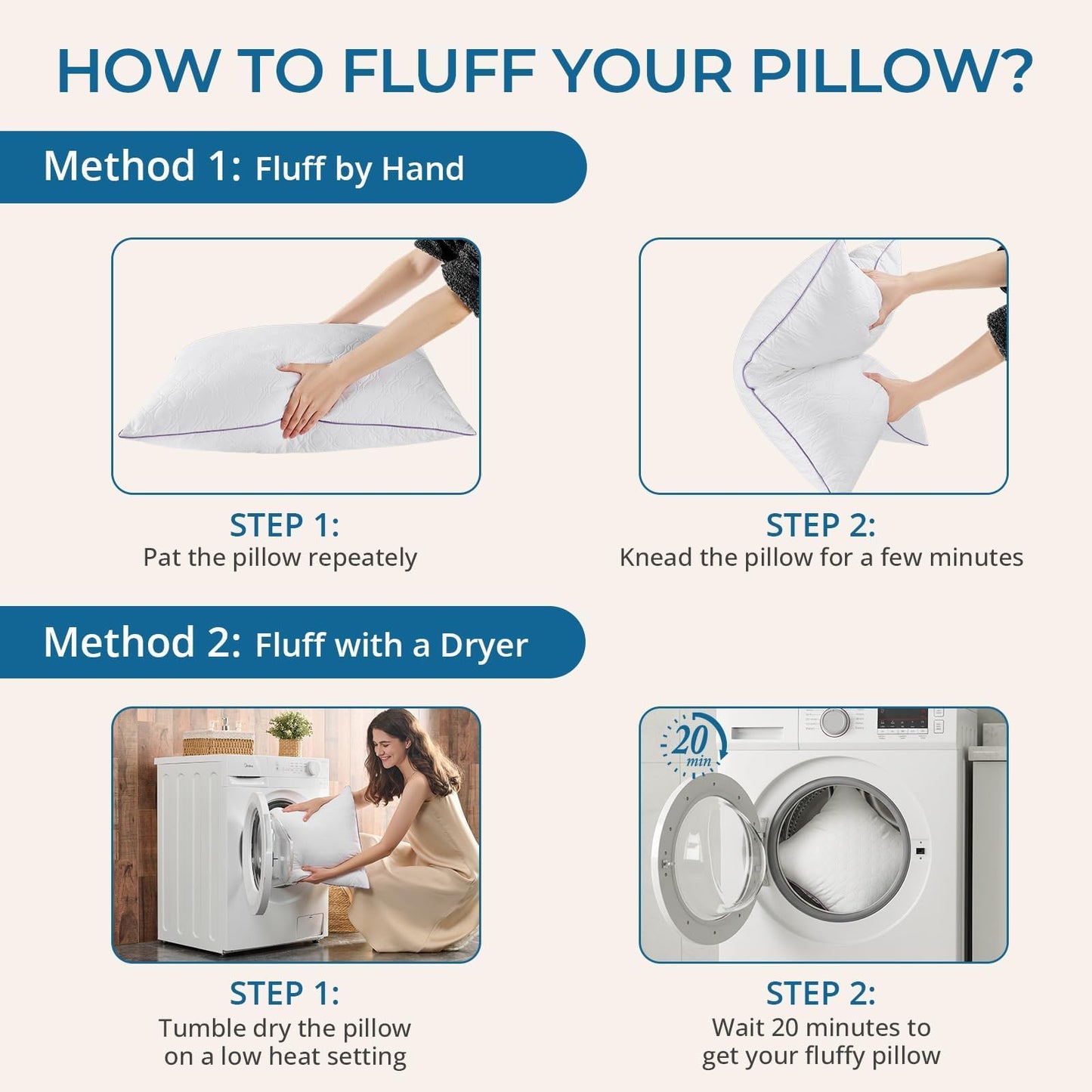 JOLLYVOGUE Pillows Standard Set of 4, Bed Pillow for Side, Back, and Stomach Sleepers, Down Alternative Filled Full Size Pillows, Luxury Hotel Quality and Machine Washable, 26" x 17", 4 Pack