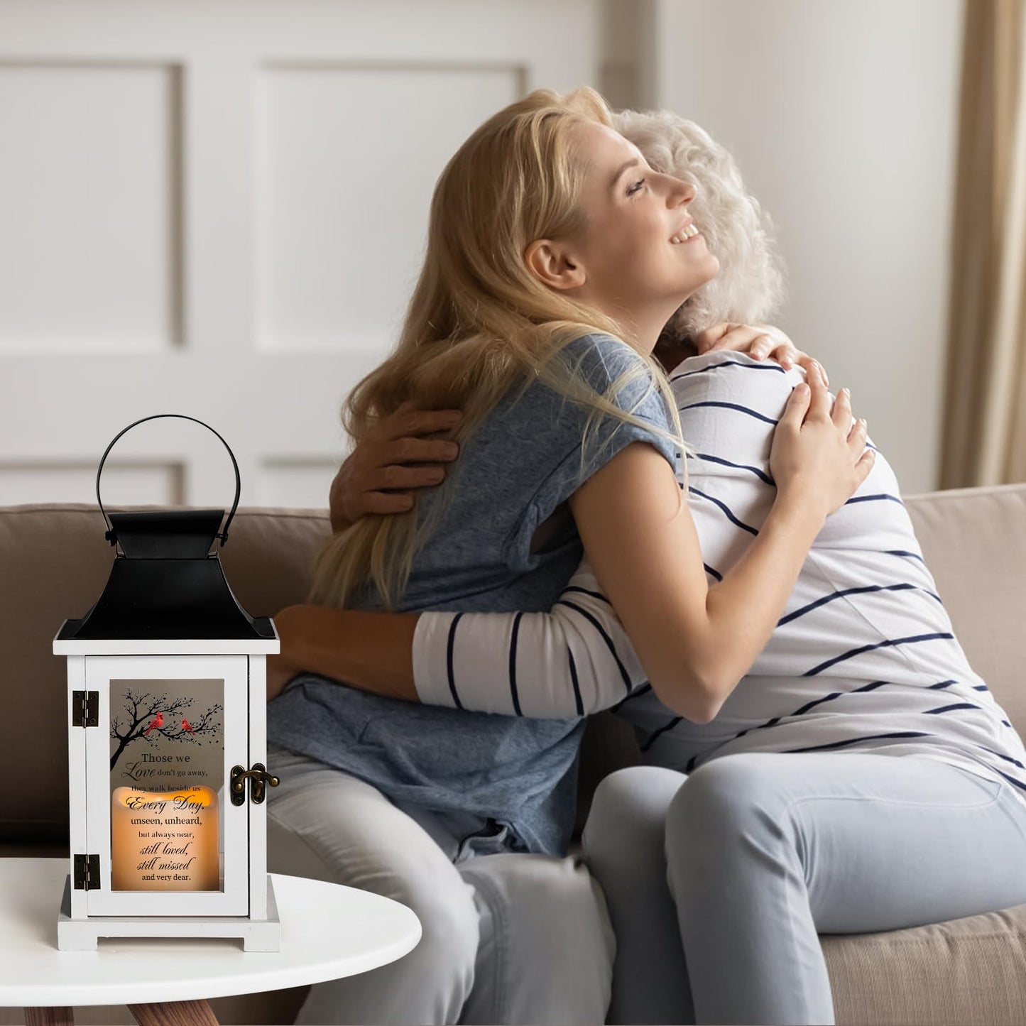 HugMemories Memorial Lantern, Sympathy Gifts for Loss of Loved One, Condolences Bereavement Gifts in Memory of Loved One with LED Candle