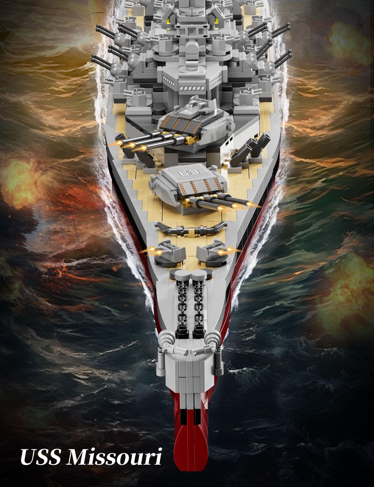 SEMKY Military Series USS Missouri BB-63 MOC Building Blocks and Engineering Toy(2228 Pieces),WW2 Warship for Kid and Military Fan