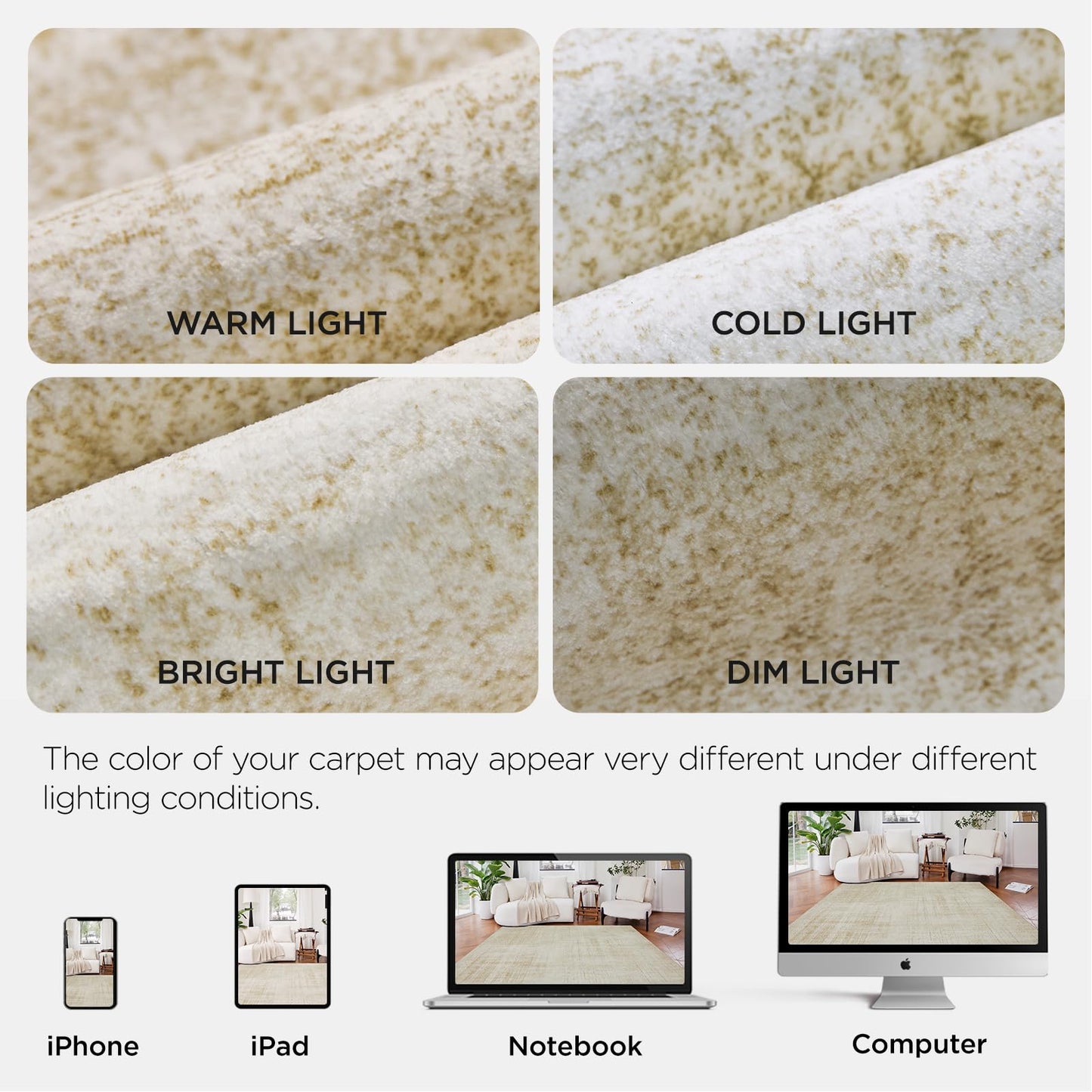 Joydeco 5x7 Area Rugs for Living Room, Machine Washable Vintage Area Rugs, Low Pile Non Slip Carpet, Lightweight Chenille Print Rug for Bedroom, Dining Room, Home Office, Beige