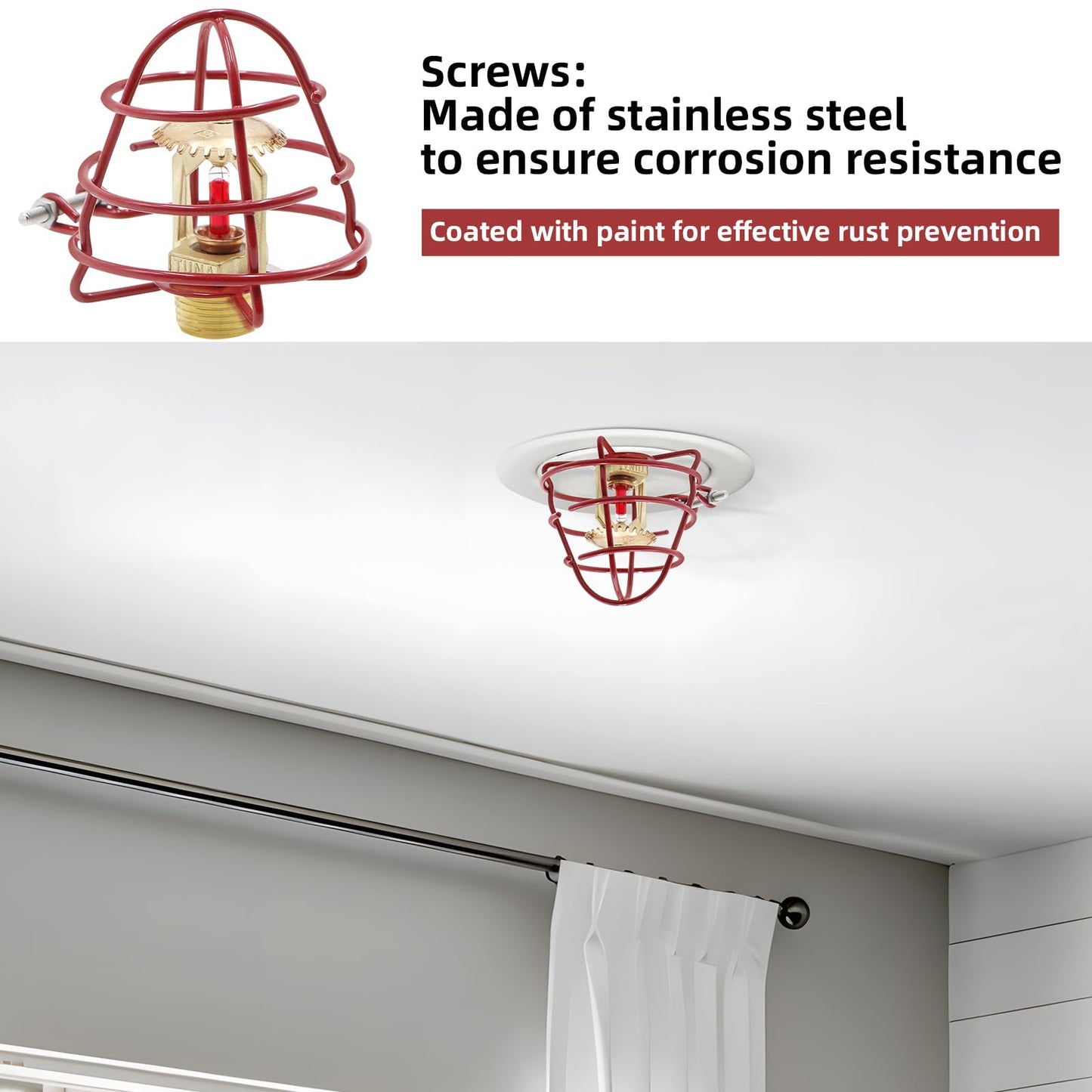 (18 Pack) 1/2" Fire Sprinkler Head Cage Guard Protector Fire Extinguishing System Sprinkler Bracket Red