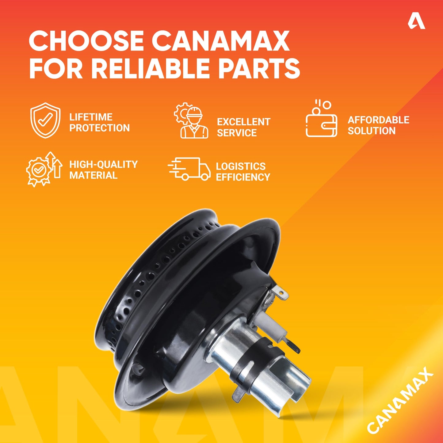 3412D024-09 Gas Range Sealed Burner Head & Igniter Assembly Ultra Durable Replacement by Canamax – Compatible with Magic Chef & Maytag Ranges - Replaces 12500050 3412D018-09 - Pack of 4