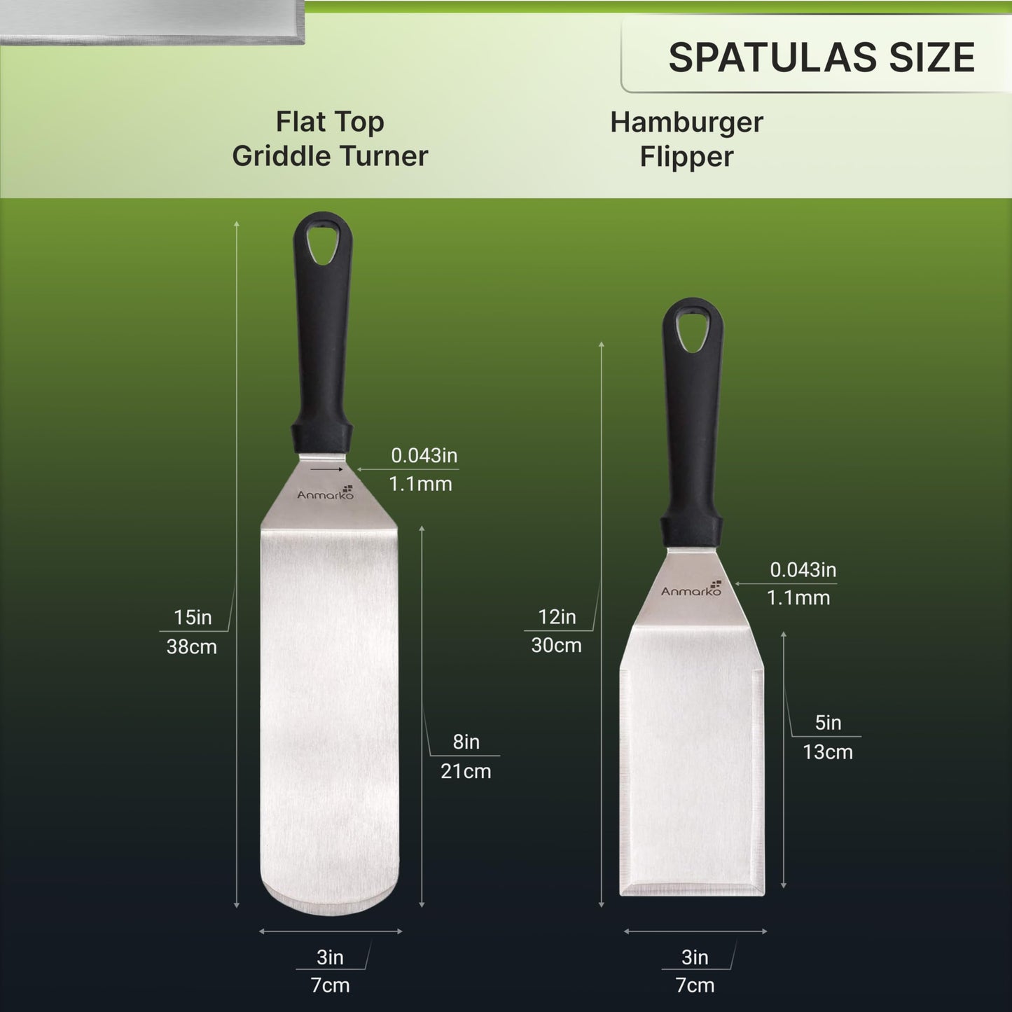Metal Spatula Stainless Steel and Scraper - Professional Chef Griddle Spatulas Set of 3 - Heavy Duty Accessories Great for Cast Iron BBQ Flat Top Grill Skillet Pan - Commercial Grade