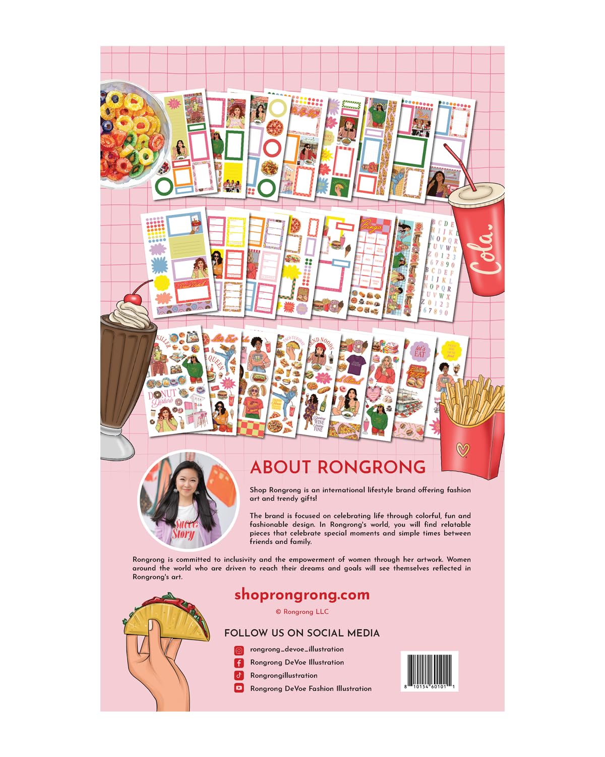 Rongrong Foodie Queen Planner Stickers Book for Planners, Calendars, Journals and Projects – Premium Quality Hand Drawn Transform Your Meal Planning - Scrapbook Stickers – 25 Pages