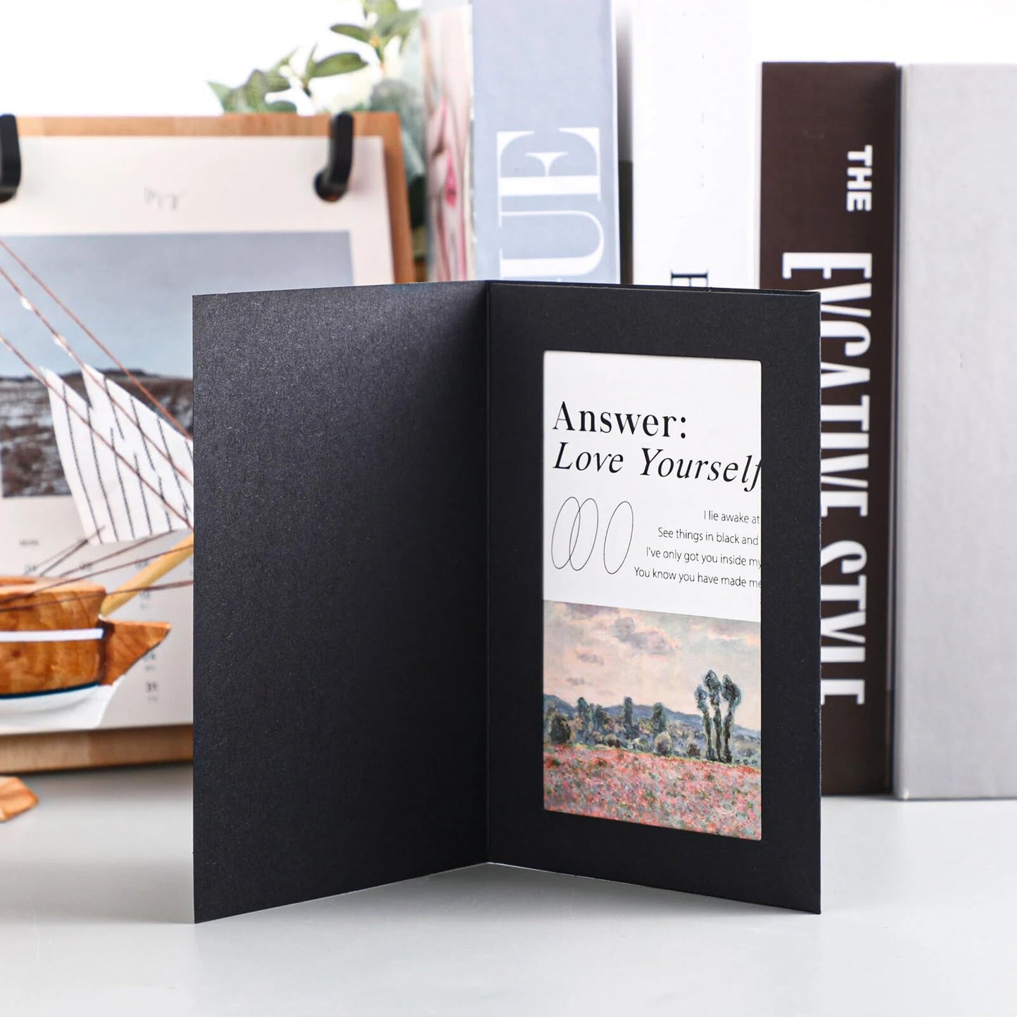 Fainne 150 Pack Photo Folders 4x6Inch Cardboard Picture Frame Photo Frame Thank You Cards Cardboard Folders Paper Greeting Cards Inserts for Portraits Christmas Wedding (4 x 6 Inch,Black)