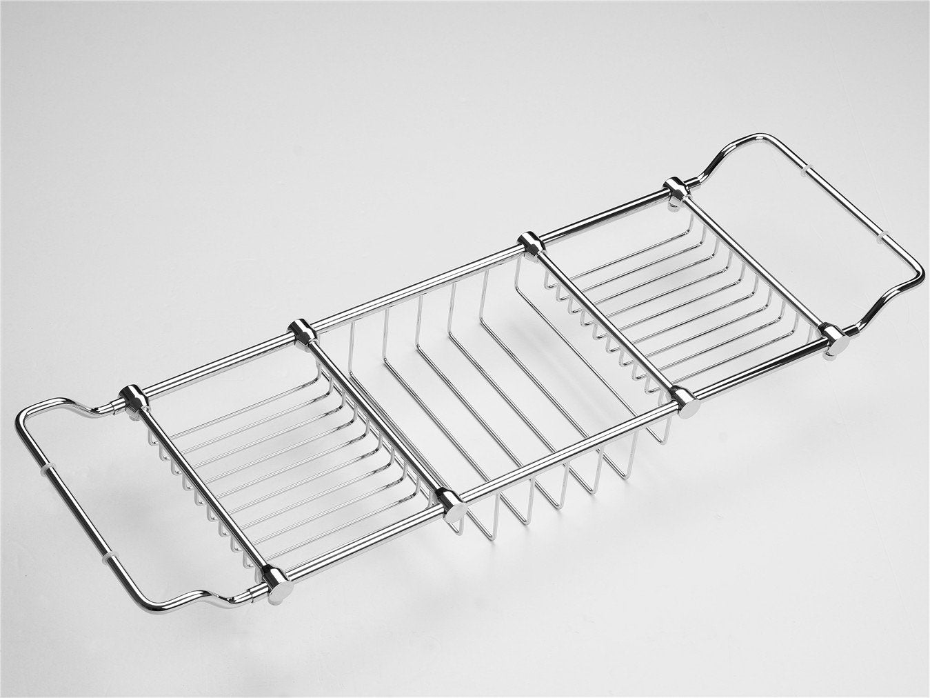 Magionline Brass Over Bathtub Racks Expandable Bath Caddy for The Elegant Tub Chrome Polished