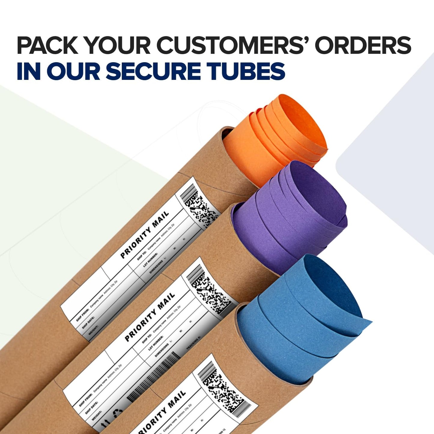 4" x 48" Reinforced Kraft Paper Mailing Tube, Pack of 2 Tubes with 4 Caps – Secure USPS Approved Poster Tube – Made in USA Cardboard Tube for Shipping and Storing Posters, Prints, Artwork