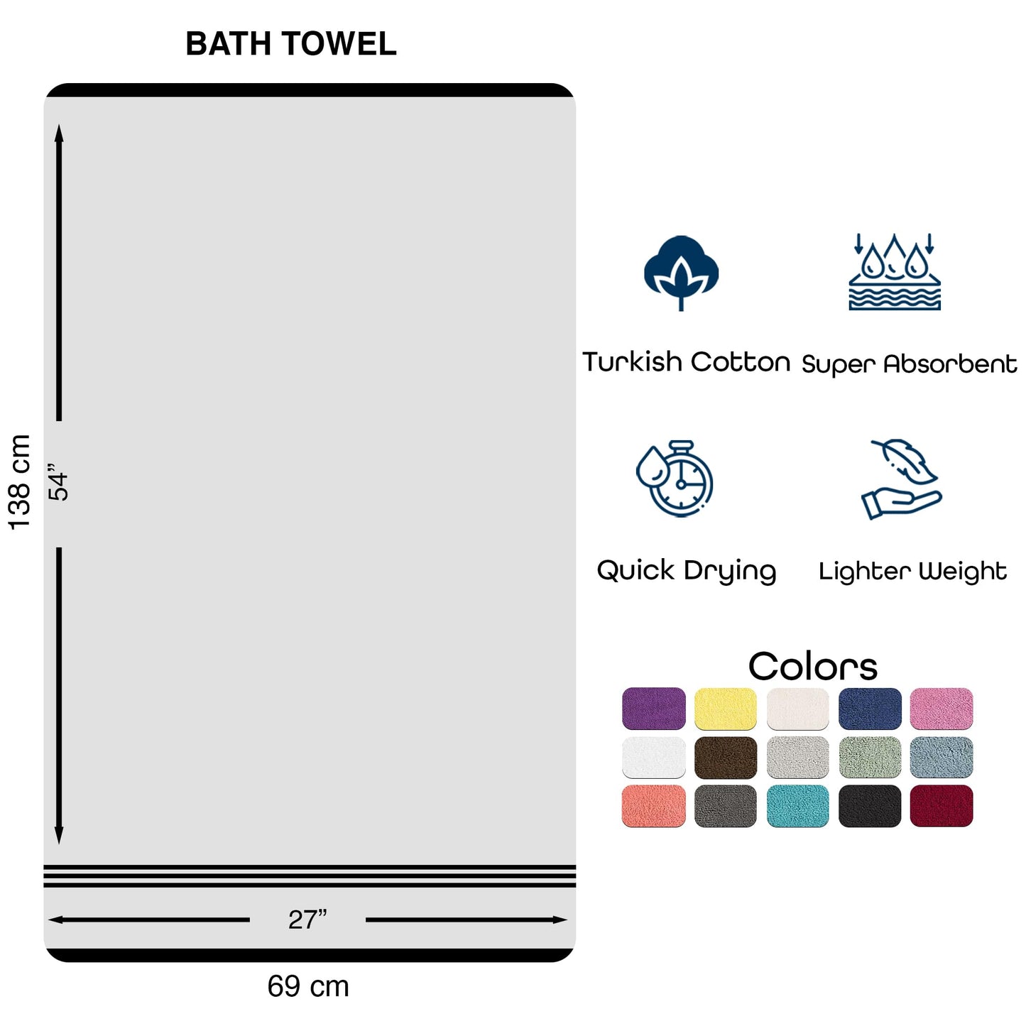 Hawmam Linen White Bath Towels 4 Pack 27 x 54 Inches 100% Turkish Cotton Soft Lightweight and Highly Absorbent Quick Drying Towels, Premium Quality Perfect for Daily Use