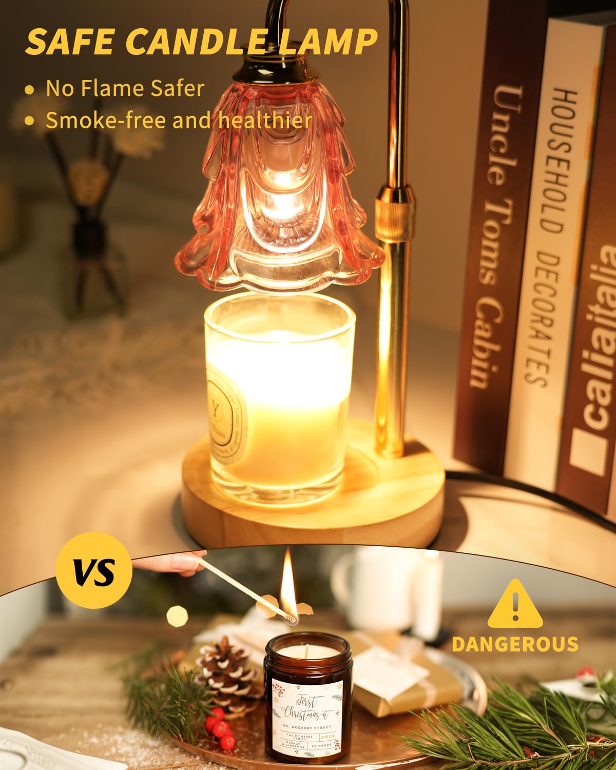 SupBri Pink Candle Warmer Lamp with Timer, Dimmable Flower Candle Warmer, Mothers Day Birthday Gifts for Women Her Mom, House Warming Gift New Home Decor