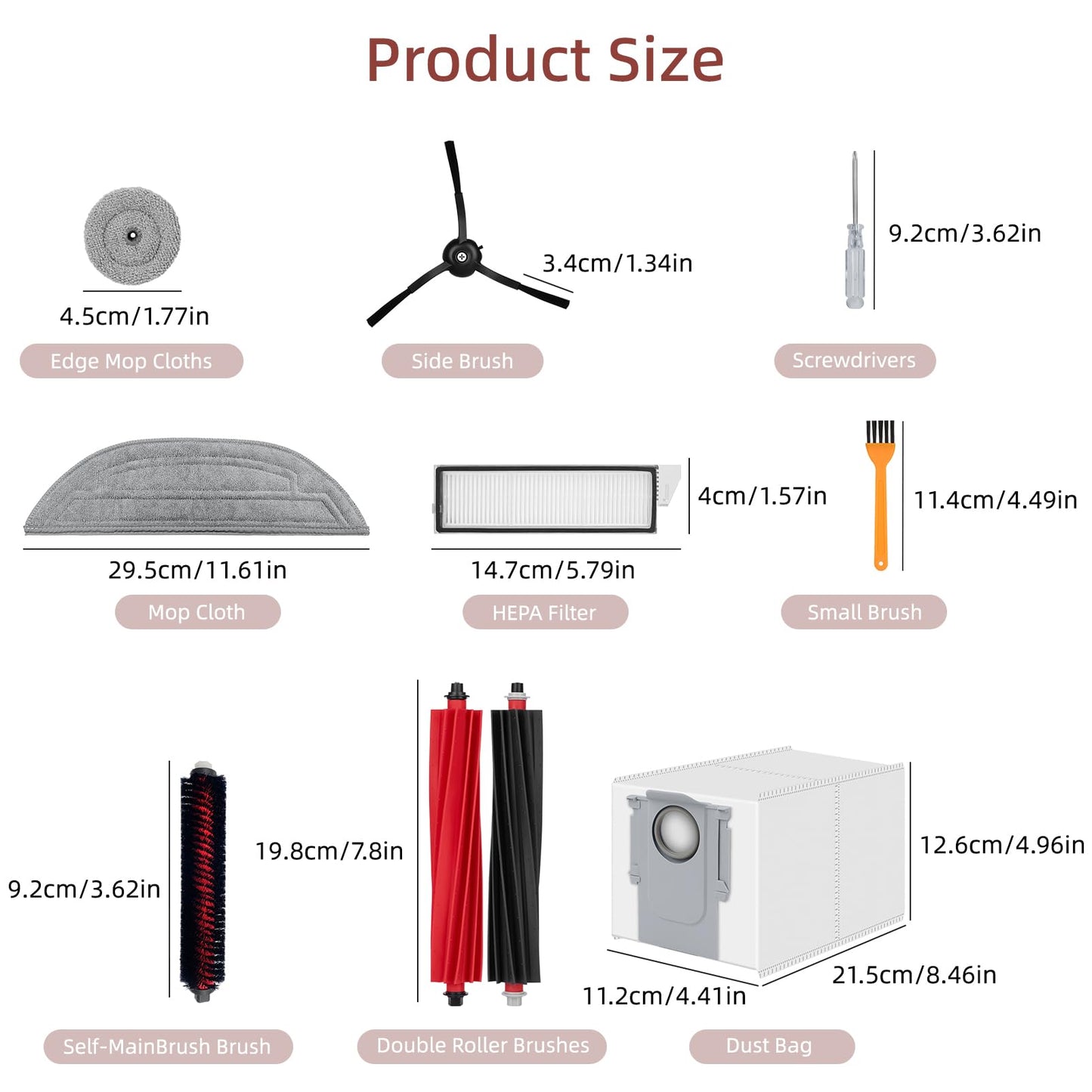 36 Pack S8 MaxV Ultra Accessories Kit Compatible with Roborock S8 Max/MaxV Ultra Robot Vacuum,Main Brushes,Dust Bags,Mop Cloths,Edge Mop Cloths,Filters,Side Brushes,Self-Main Brush