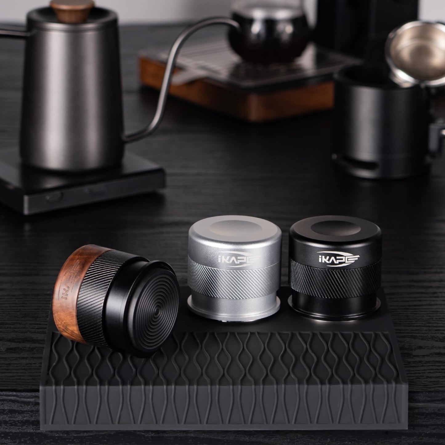 IKAPE 58mm Espresso Tamper, Premium Barista Coffee Calibrated Tamper with Spring Loaded, 100% Stainless Steel Tamper Compatible with All 58MM Bottomless Portafilter (Black)
