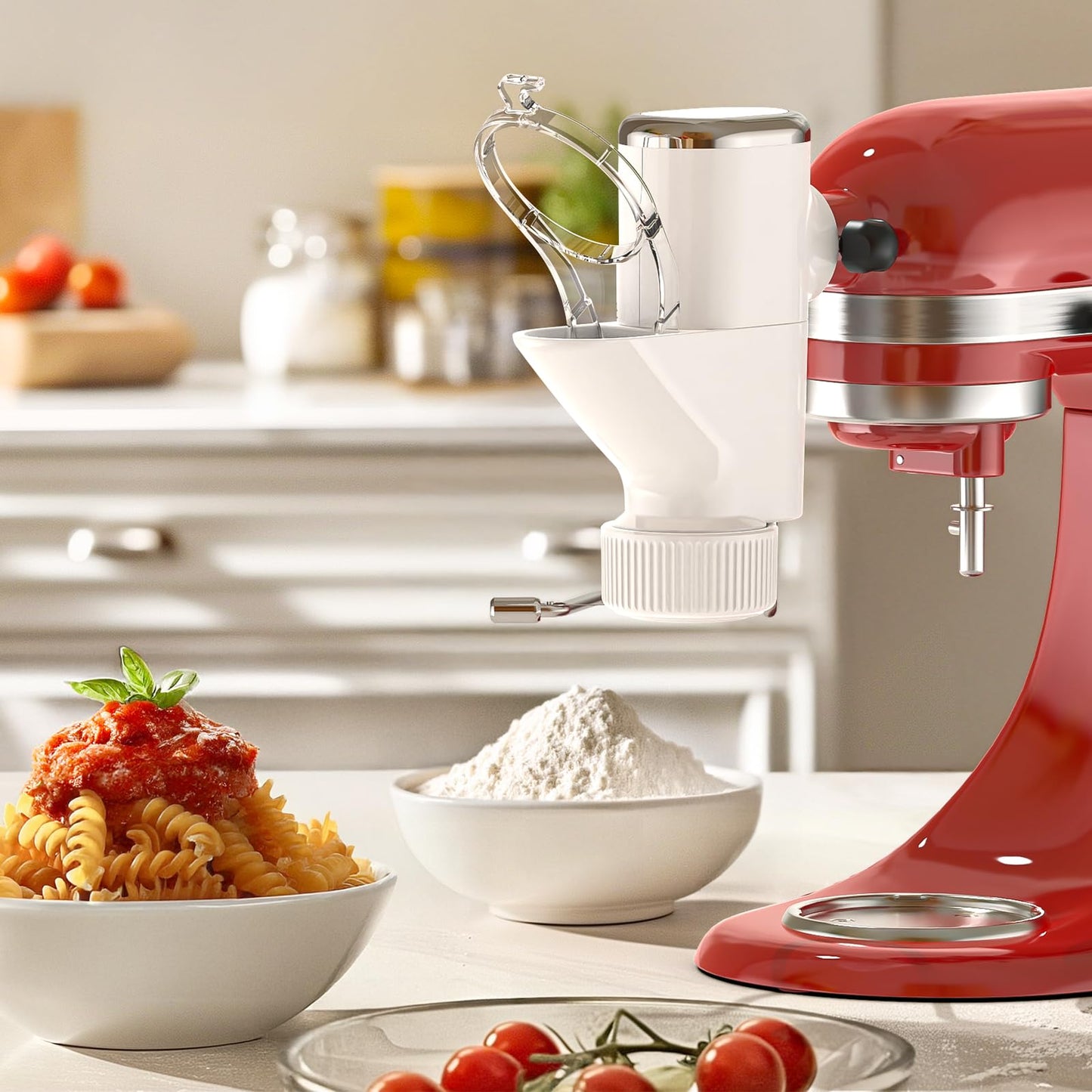 GVODE Gourmet Pasta Press Attachment for KitchenAid Stand Mixer, Pasta Maker KitchenAid Attachment with 7 Interchangeable Pasta Plates