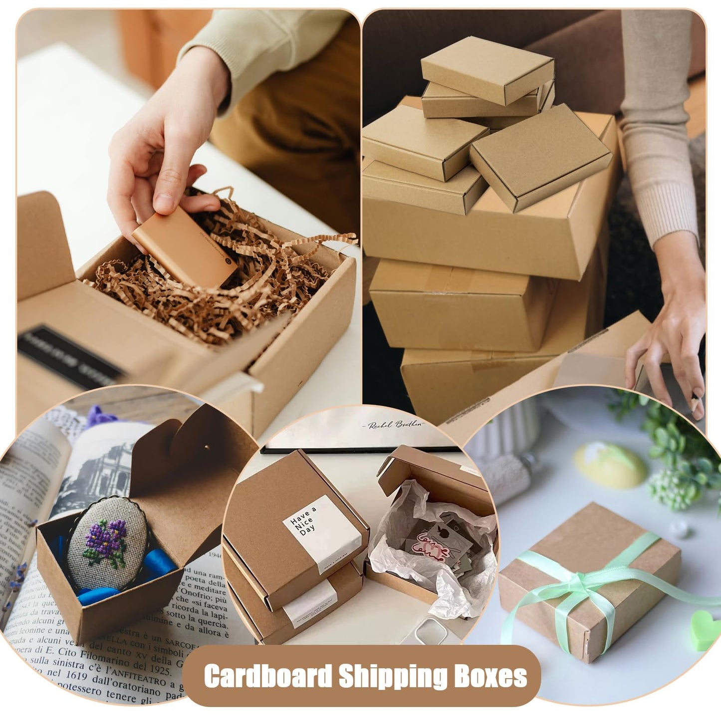 100 Pcs 6 X 4 X 1.6 Inch Shipping Boxes Corrugated Cardboard Boxes Mailing Packaging Boxes for Packing Moving Storage Small Items Small Shipping Mailer Box